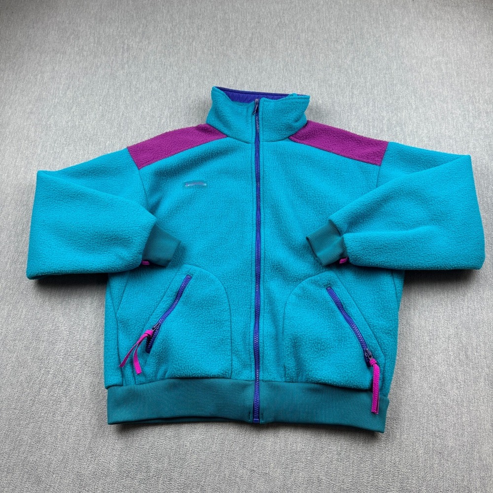 Vintage Columbia Jacket Womens Large Fleece Full Zip Jacket Retro Ski Mock 1990s